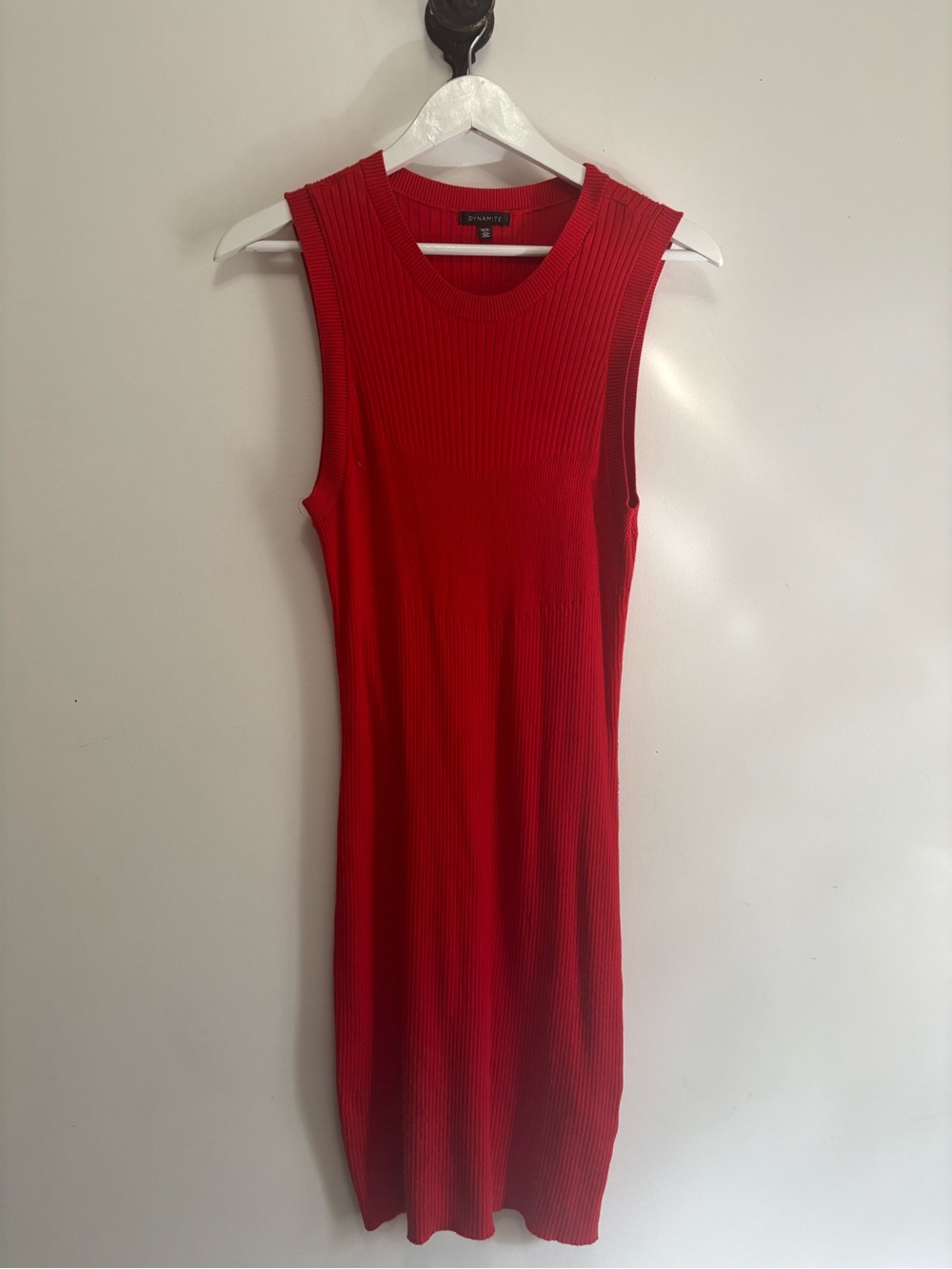 Dynamite Red Ribbed Sleeveless Tank Dress